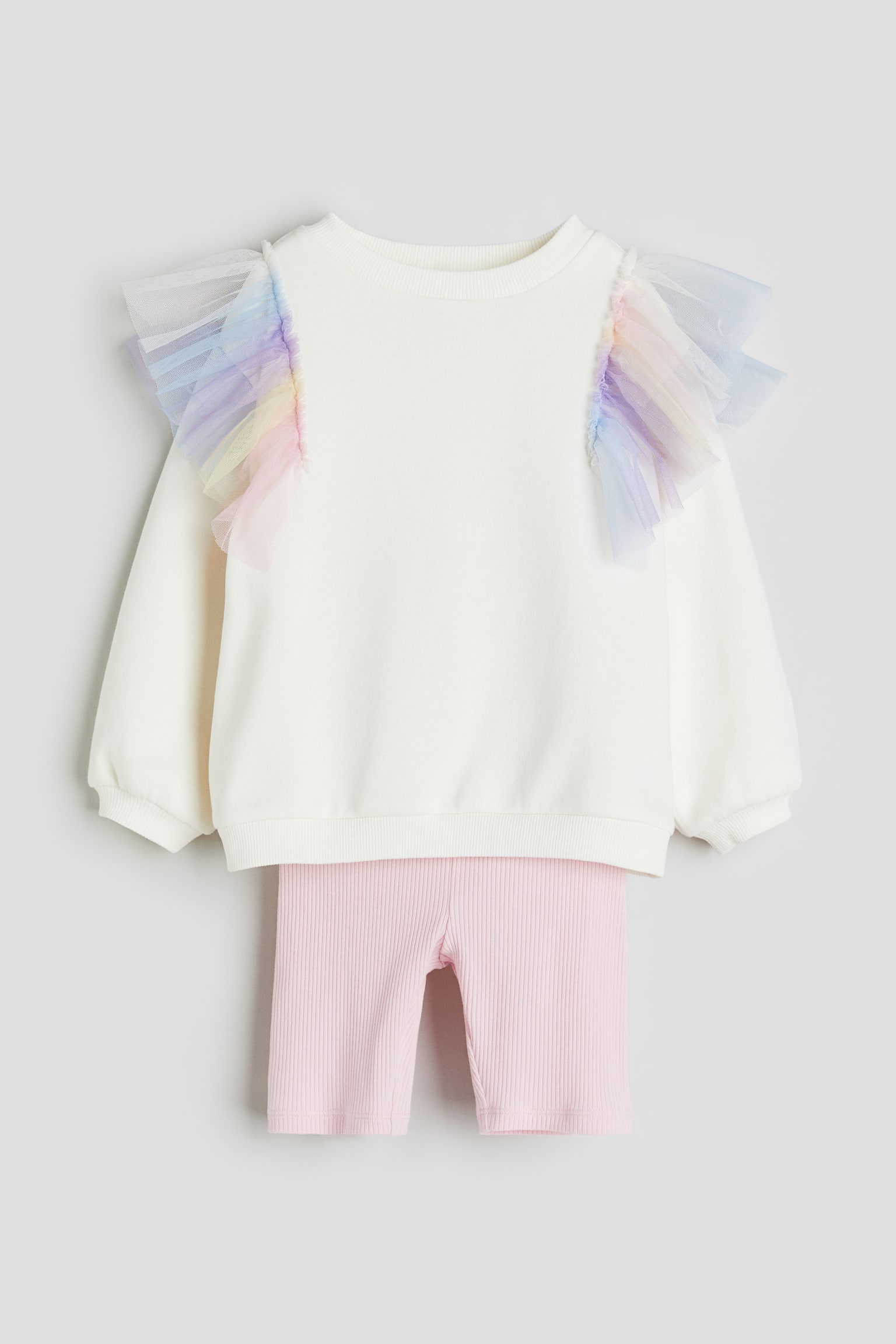 2-piece sweatshirt and cycling shorts set - White/Light pink/Dark grey/Black/Powder pink - 1