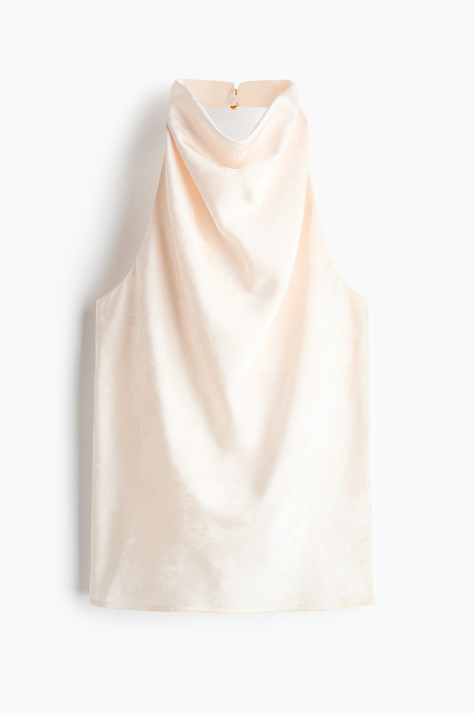 Top halter con escote drapeado - Crema - 1