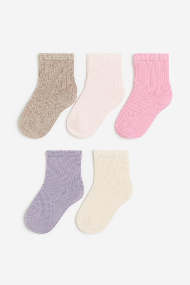 5-pack textured-knit socks - Pink/Purple/Cream/Beige/White/Black/dc - 1