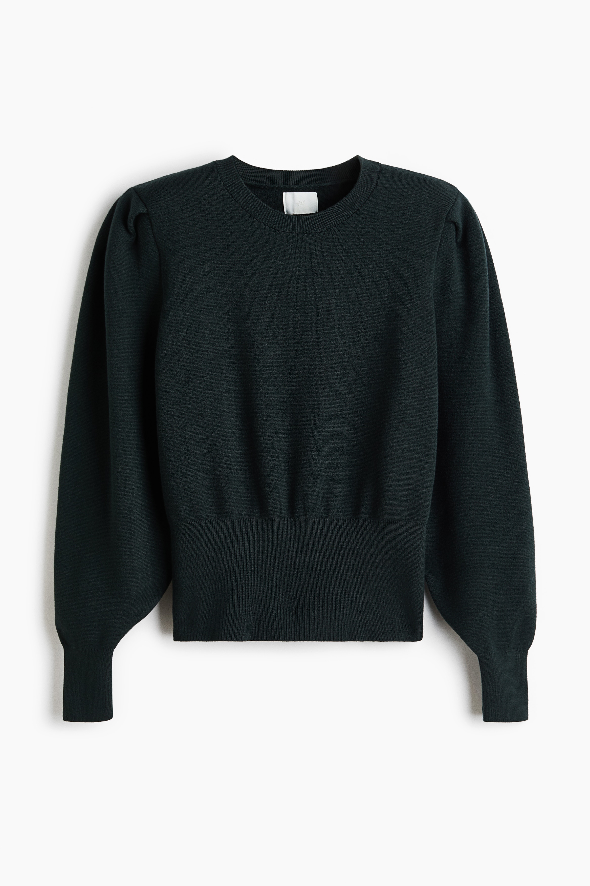 Блуза с подплънки на раменете - Тъмнозелен/Бял