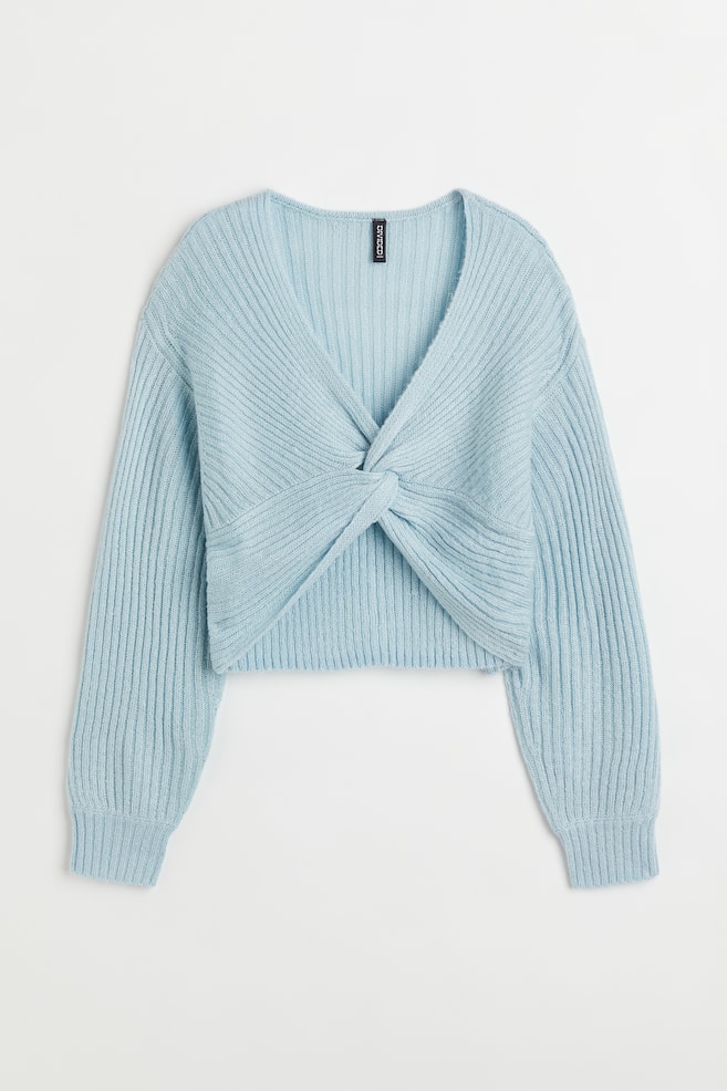Knot-detail knitted jumper - Light blue/Black/White - 1