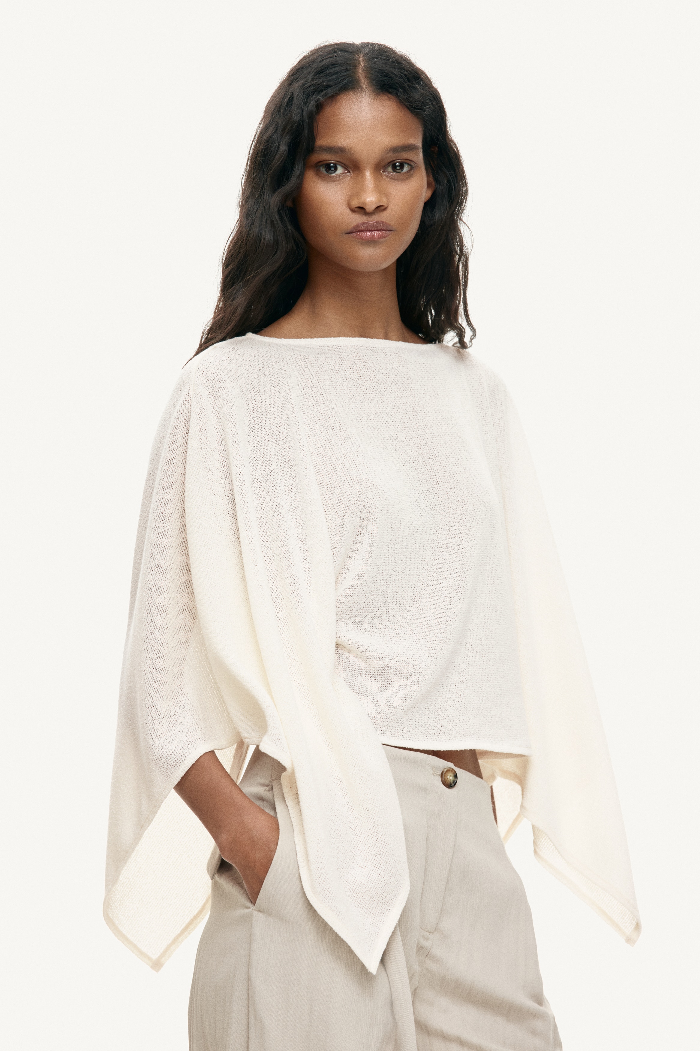 Top cape - Crème/Beige/Marron foncé