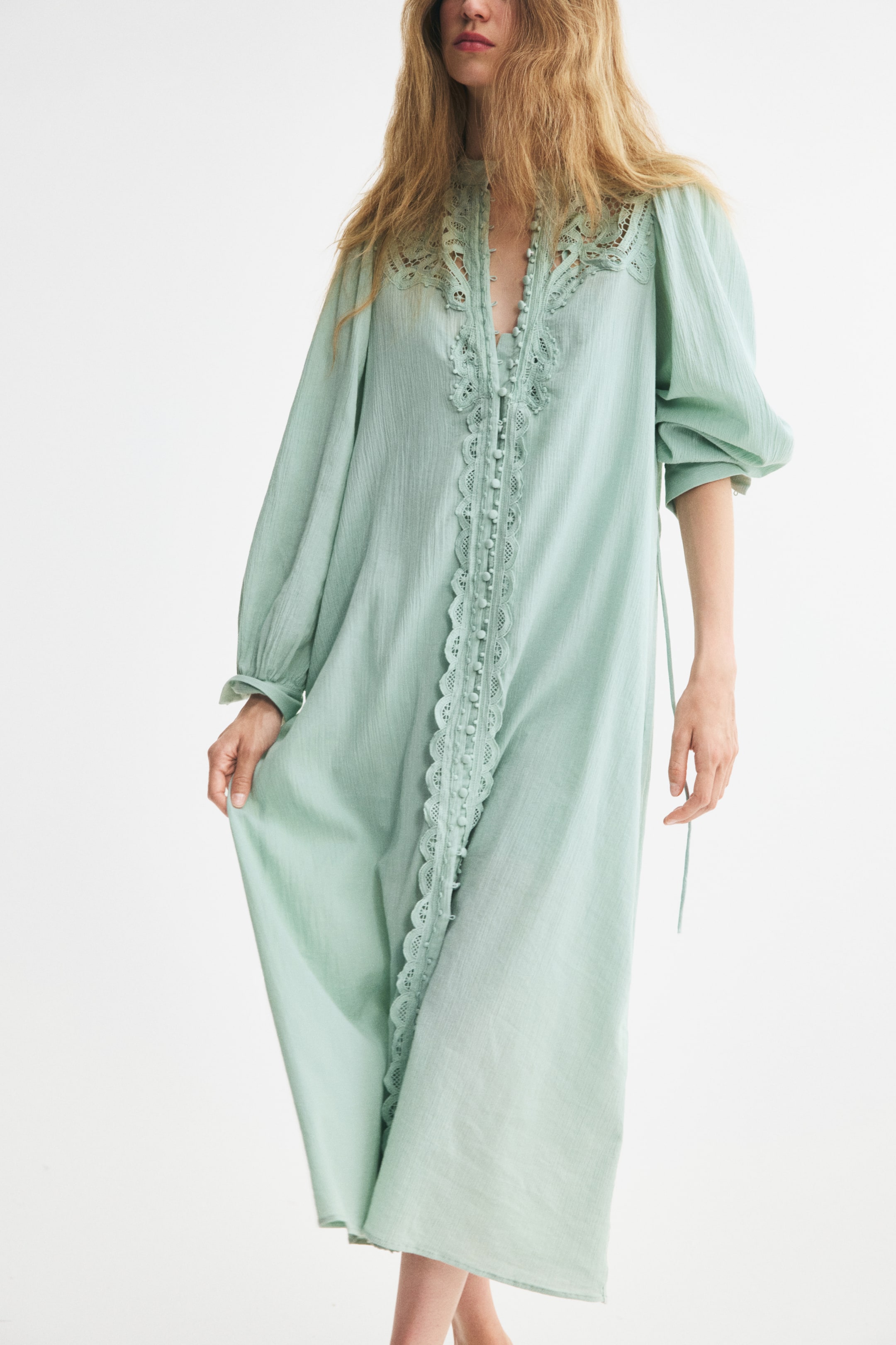 Lace-Detail Cotton Dress