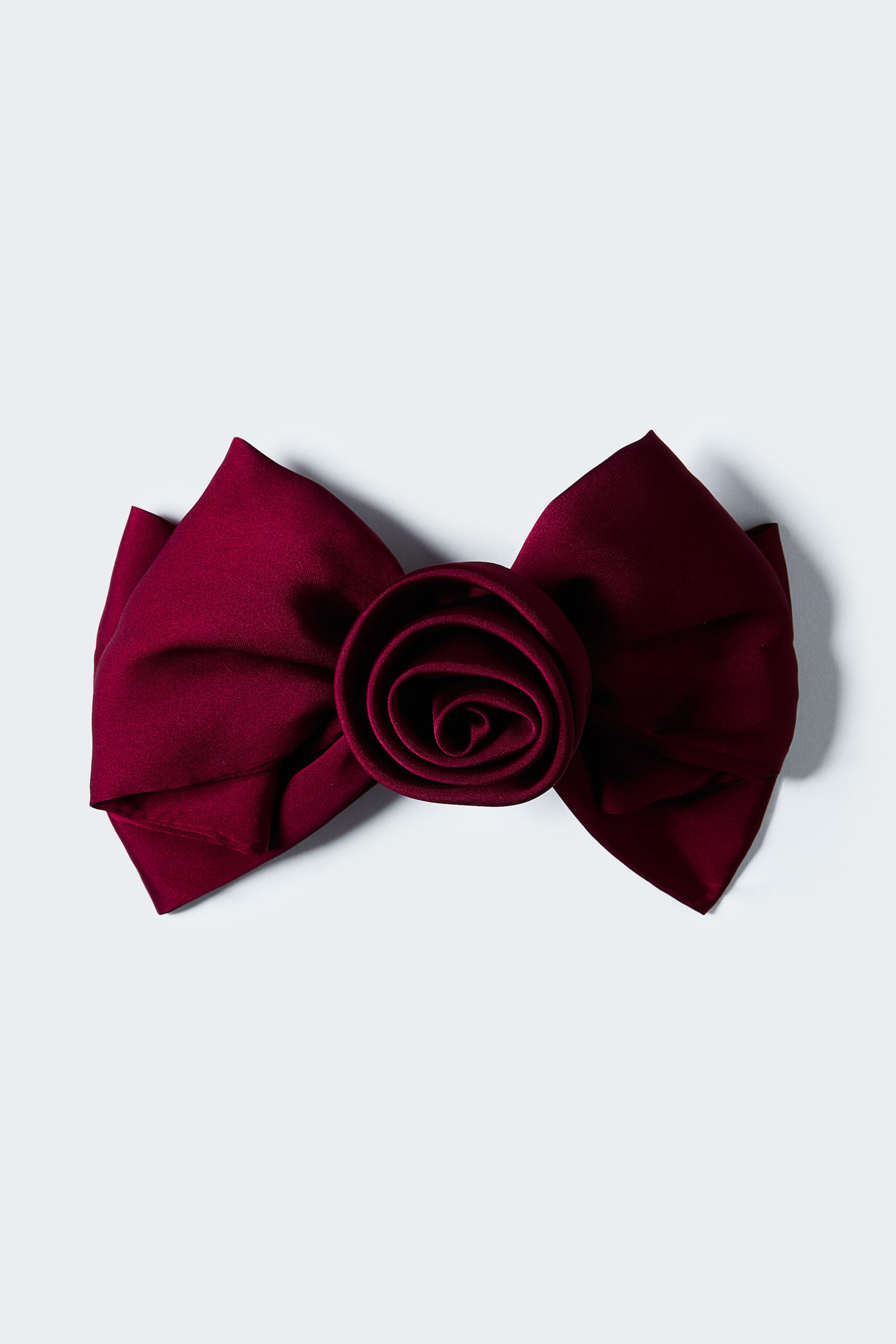 Flower-detail bow hair clip - Burgundy - 1