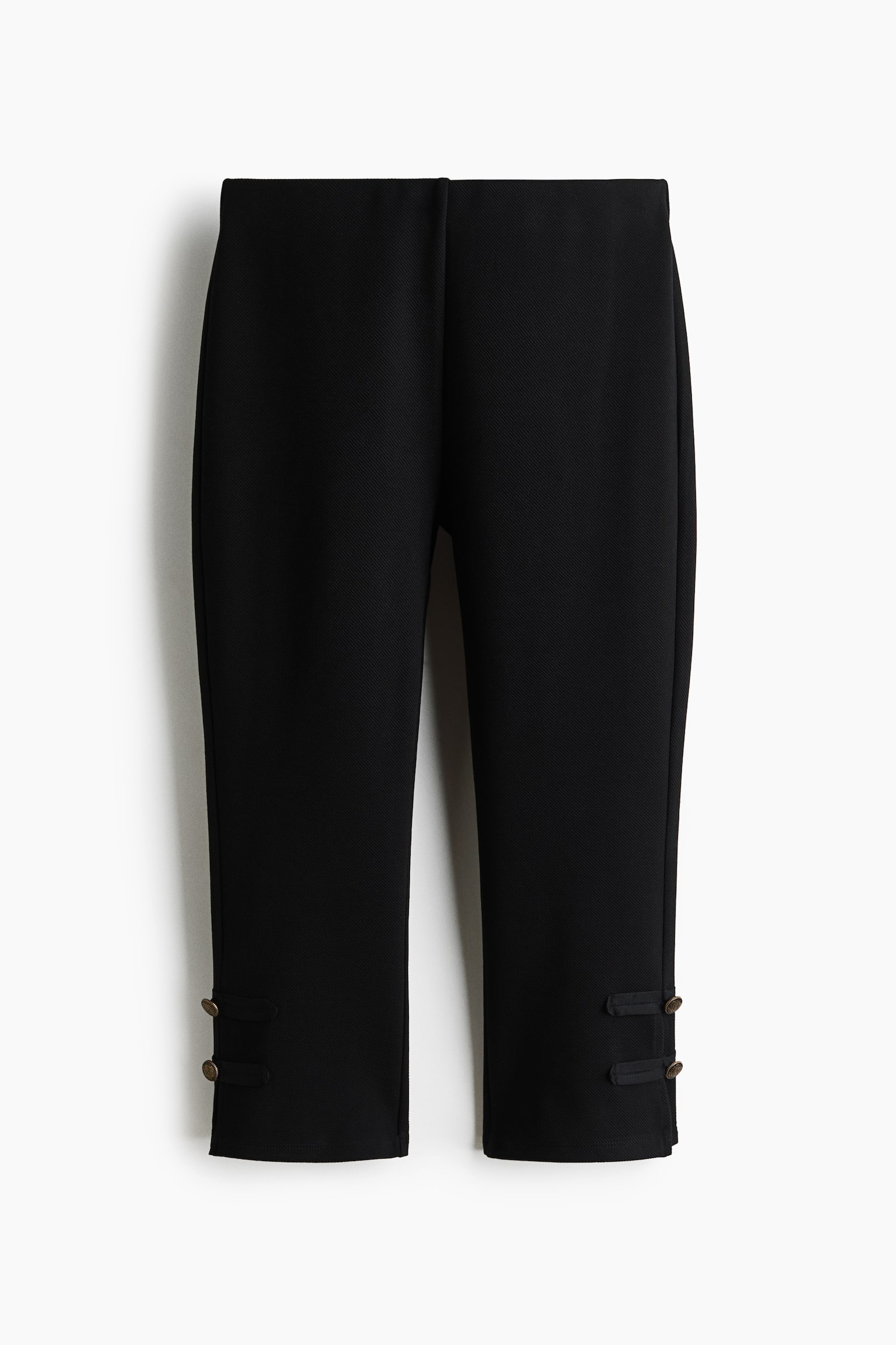 Pantalón capri con botones decorativos - Negro - 1