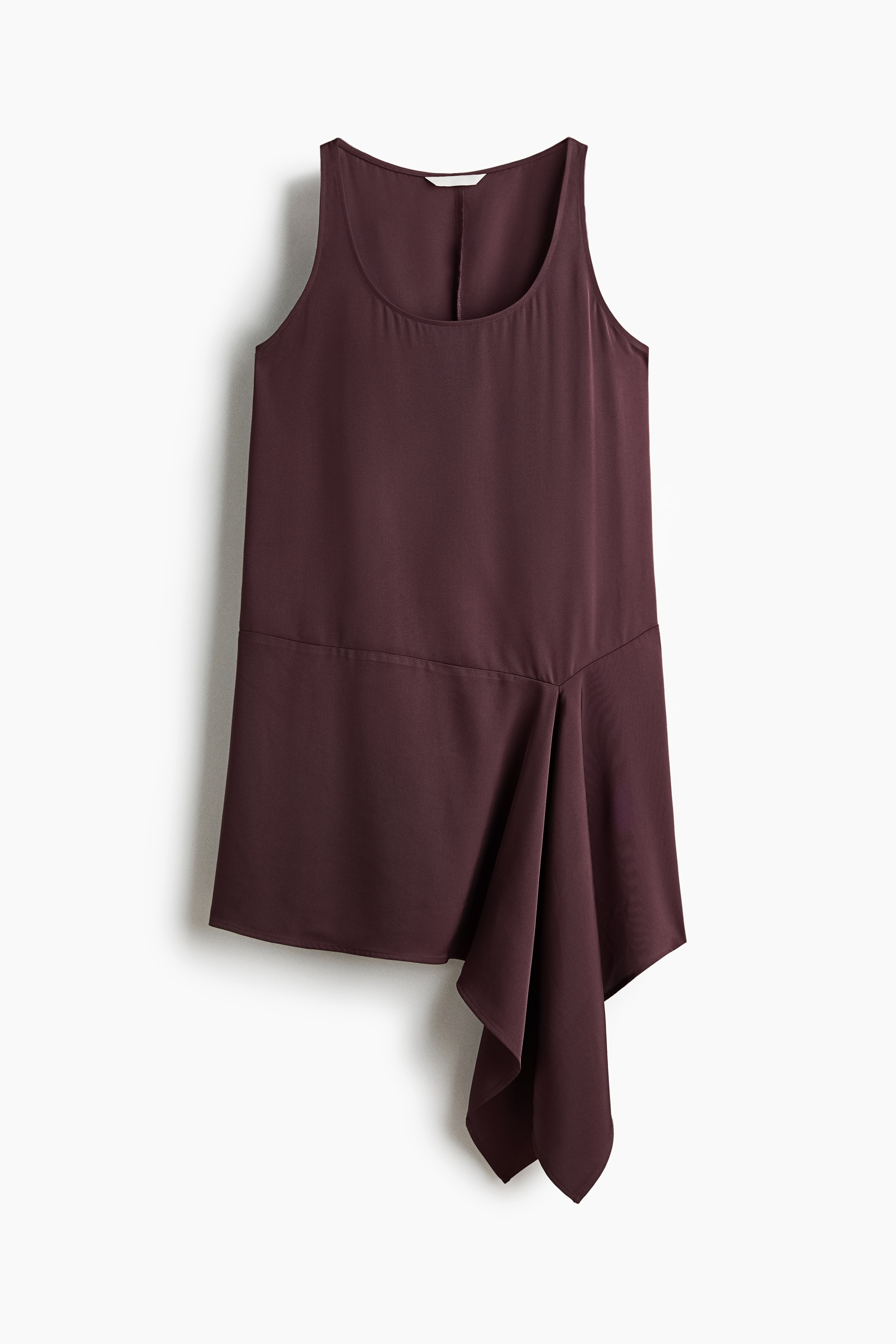 Draped-Panel Twill Dress - Burgundy/Raspberry red/patterned