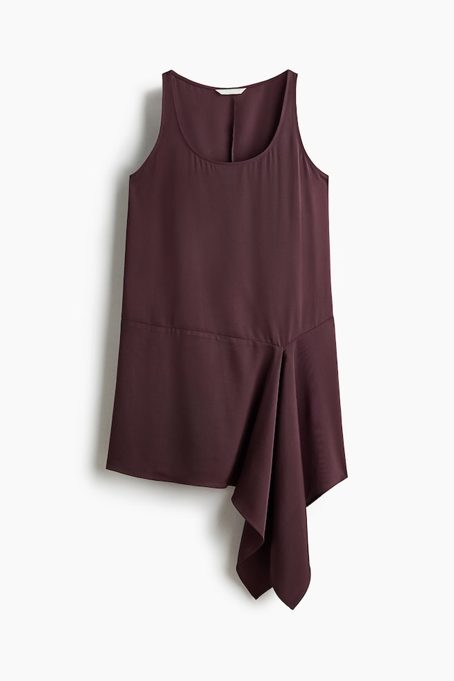 Draped-Panel Twill Dress - Burgundy/Raspberry red/patterned/Dark brown/leopard print - 1