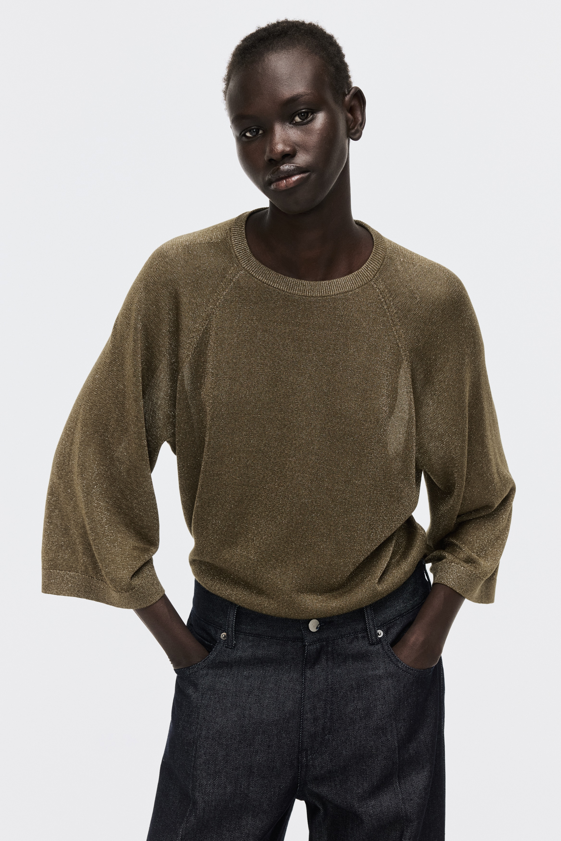 Fine-knit glittery top
