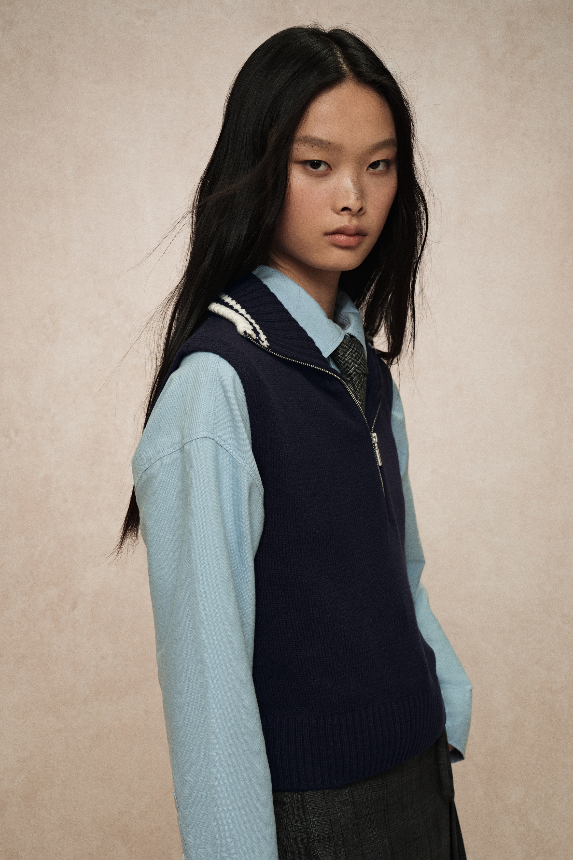 ハーフジップ プルオーバーベスト - ネイビーブルー - レディース | H&M JP