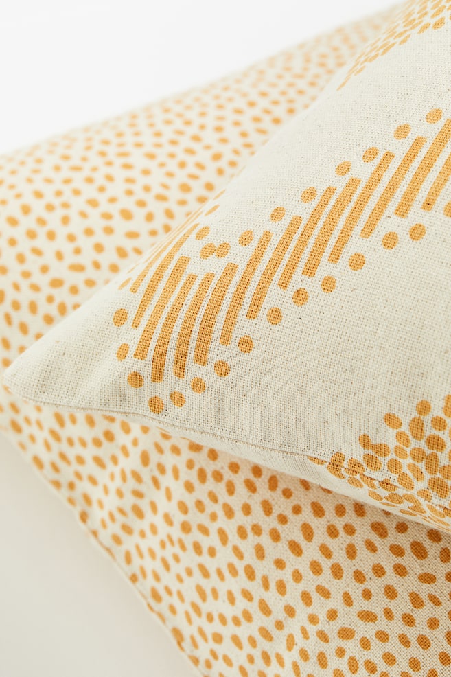 2-pack cotton canvas cushion covers - Yellow/White/Dark grey/Patterned/Dark old rose/White - 3