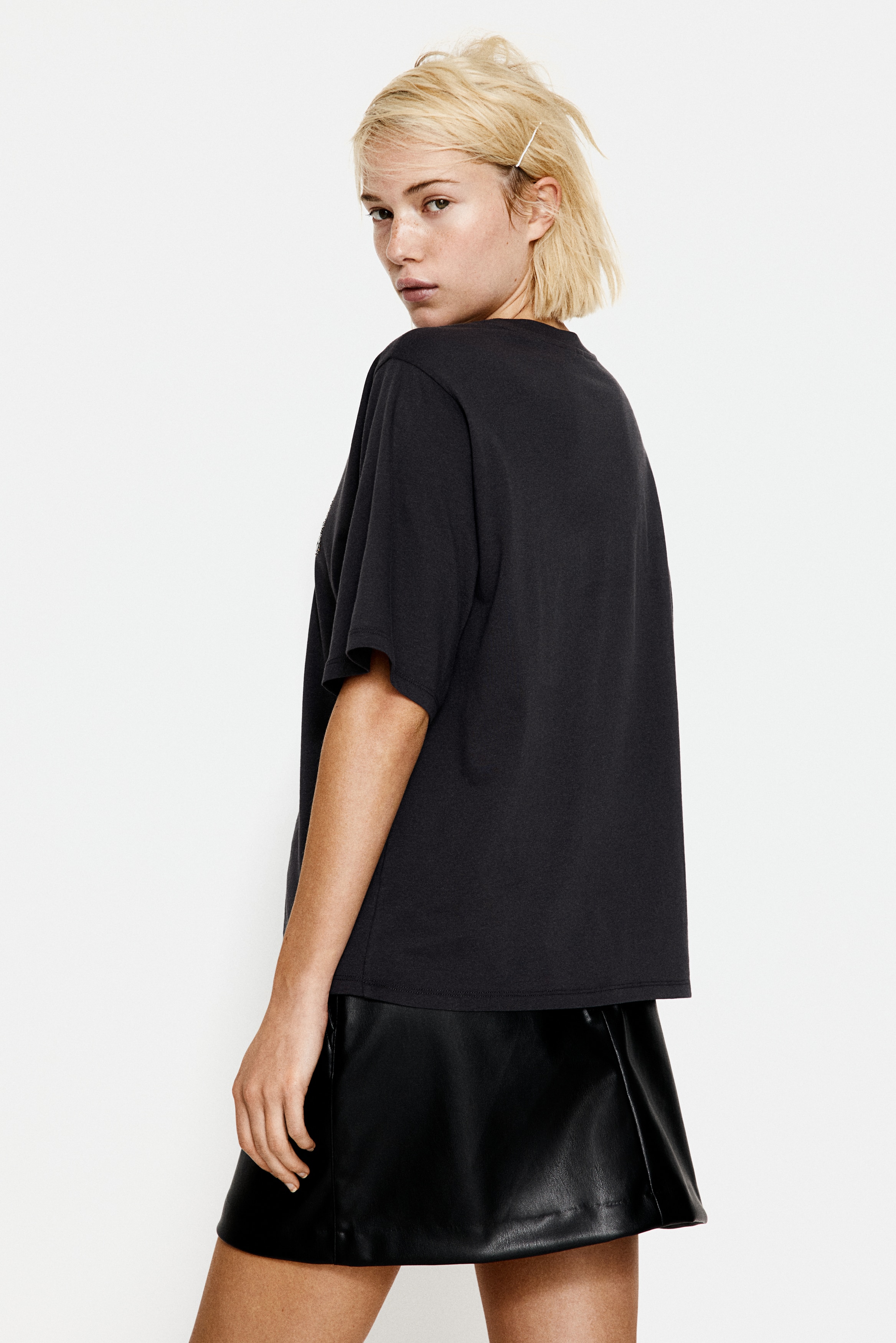 T-shirt con motivo - Grigio scuro/Amore