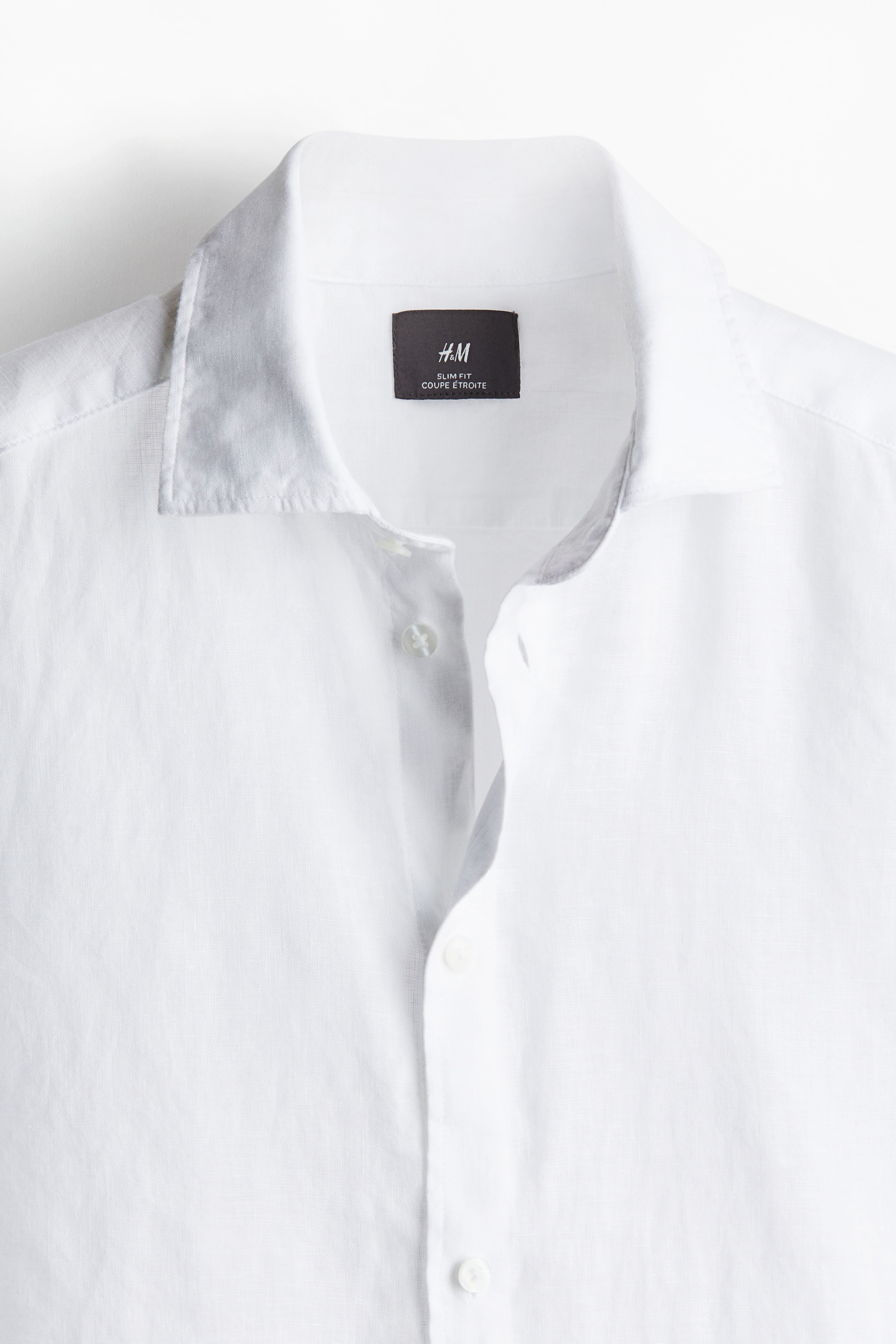 Slim Fit Linen Shirt - Long sleeve - Regular length - White - Men | H&M US