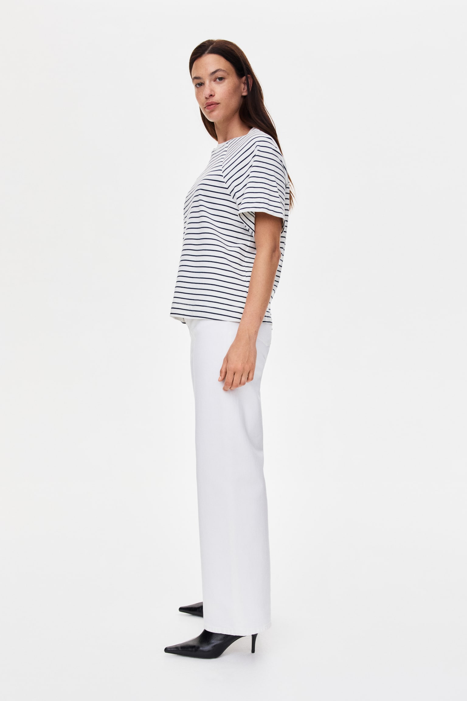 MAMA Before & After Nursing T-shirt - White/Navy blue striped/White/Red striped - 4