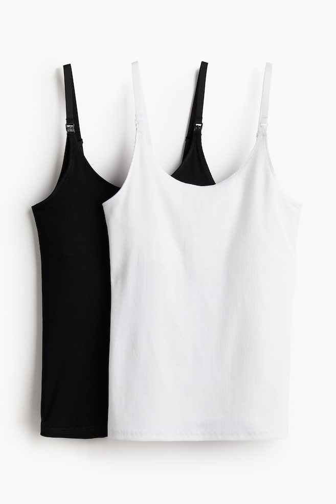 MAMA 2-pack nursing strappy tops - White/Black - 1