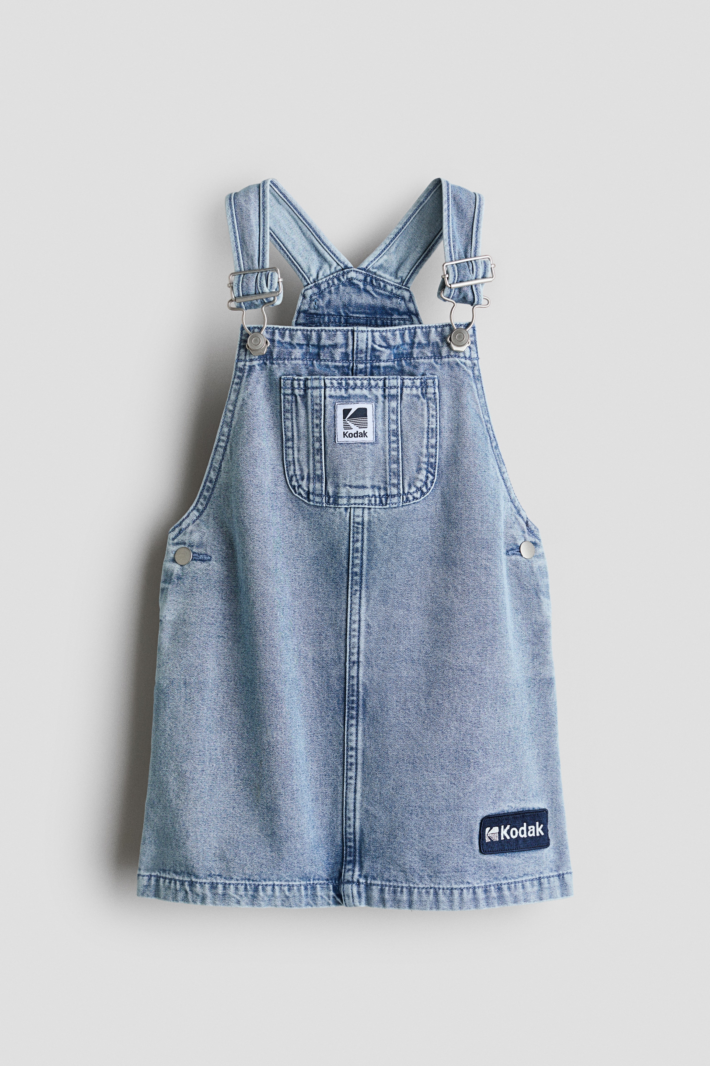 Cotton denim dungaree dress - Light denim blue/Kodak