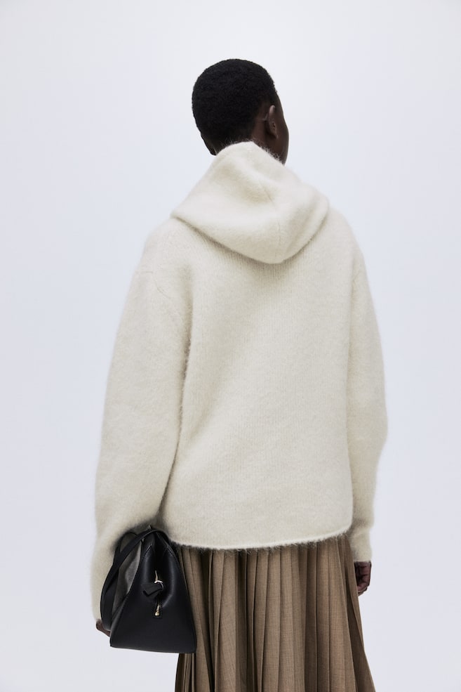 Jersey con capucha en mezcla de mohair-Beige claro - 6