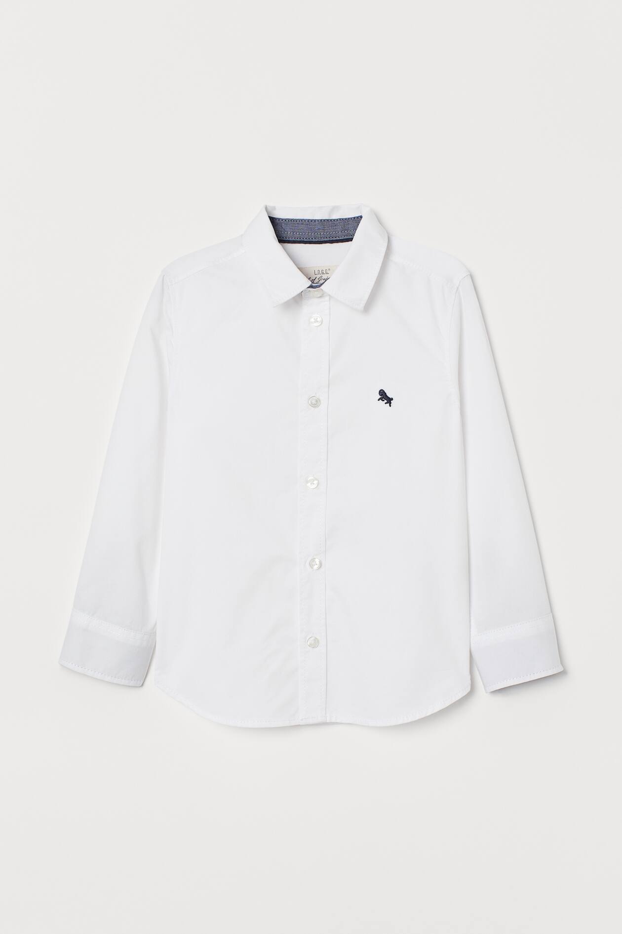 Cotton Shirt - Long sleeve - Regular length - White - Kids | H&M US