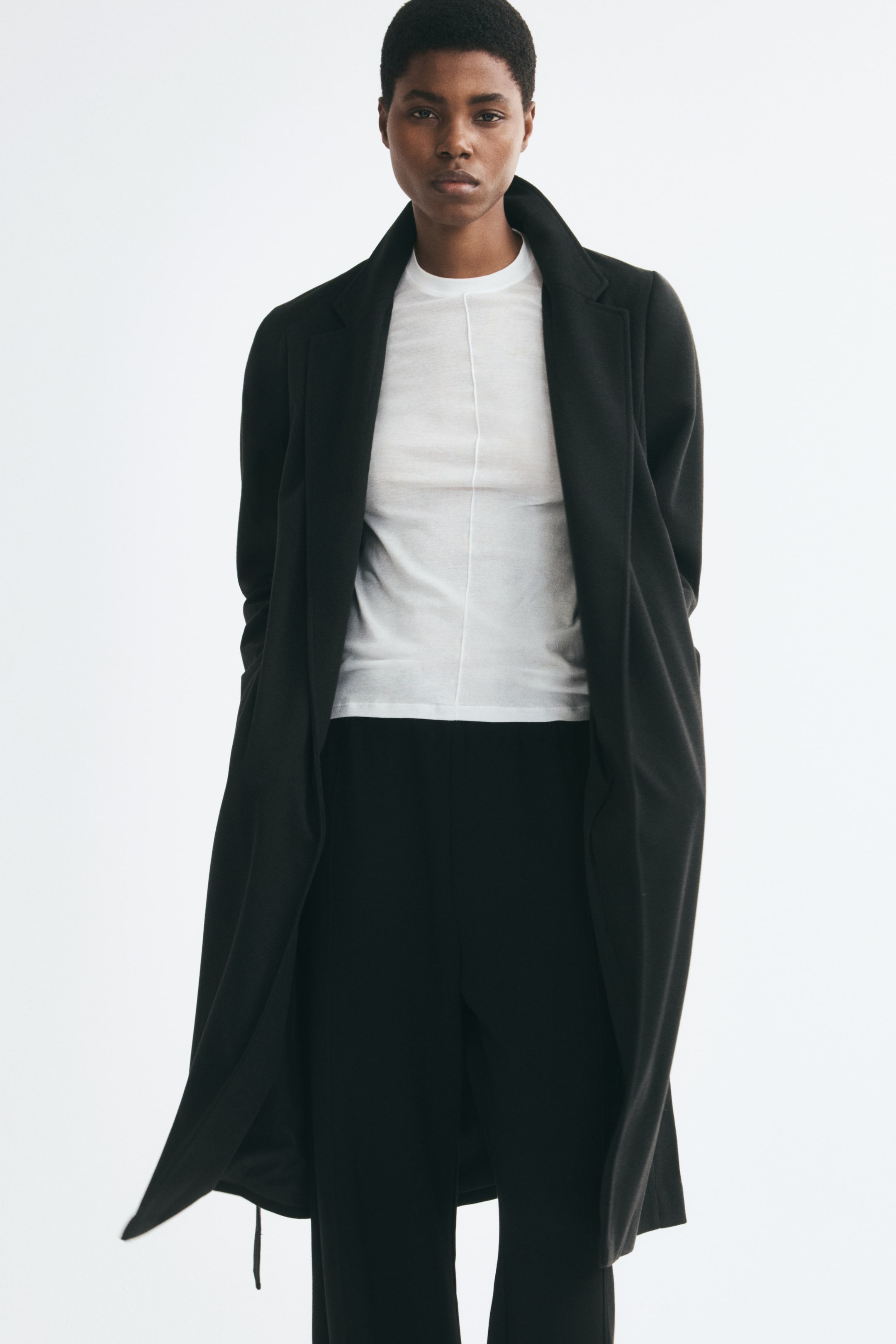 View larger image: Tie-belt coat - Black - Ladies | H&M 1