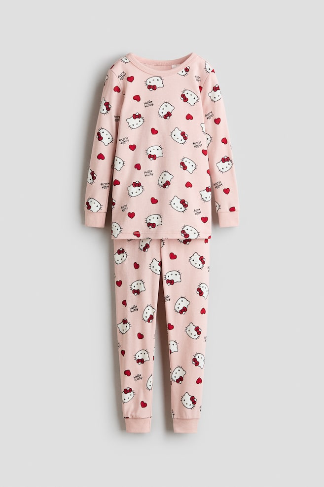 Snug-Fit Printed Cotton Pajamas - Light pink/Hello Kitty - 1