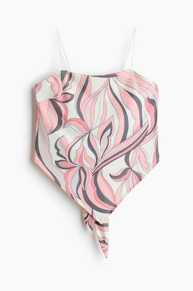Jersey handkerchief top - Light pink/Grey - 1