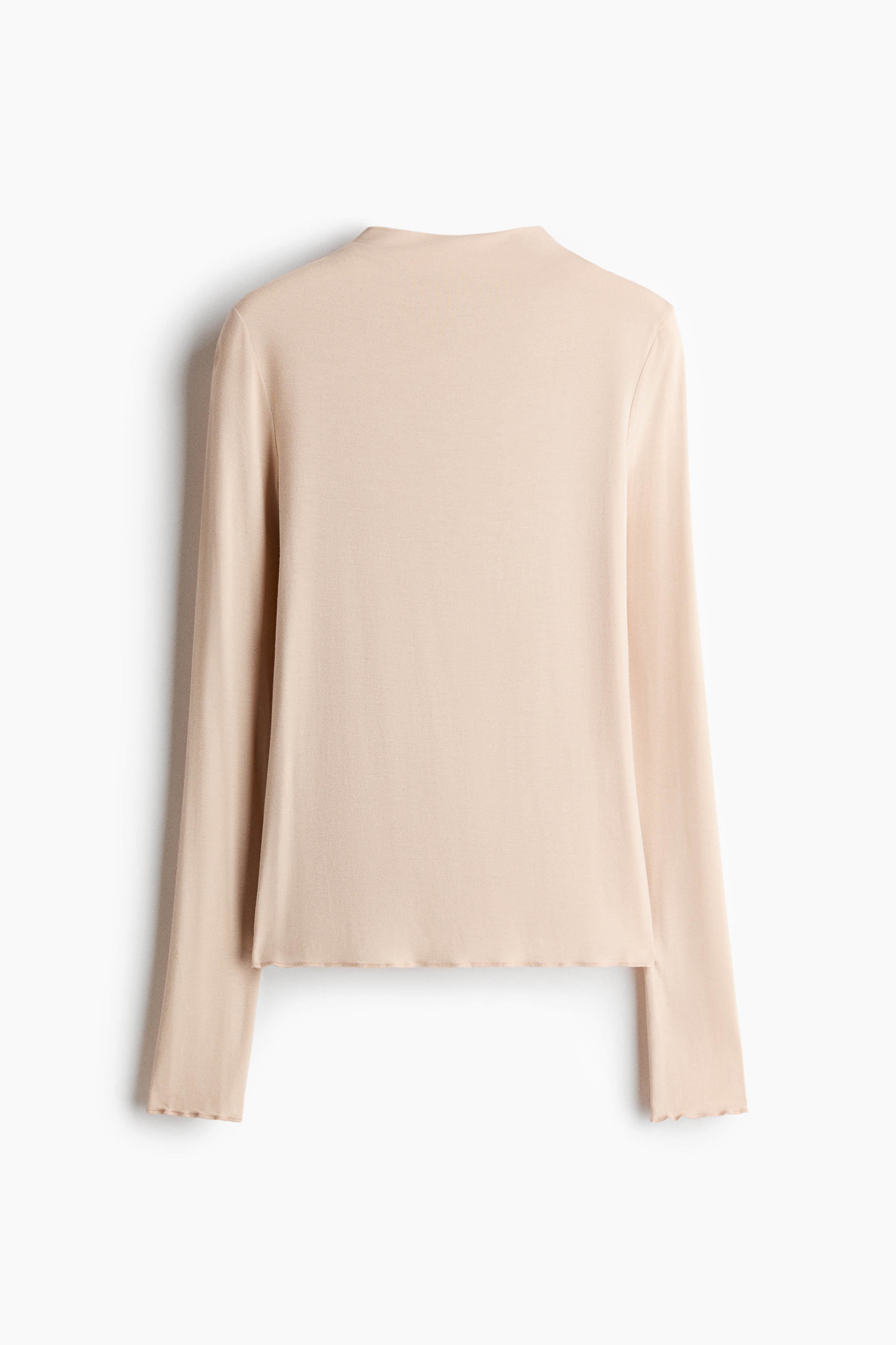 Turtleneck top - Light beige/Burgundy