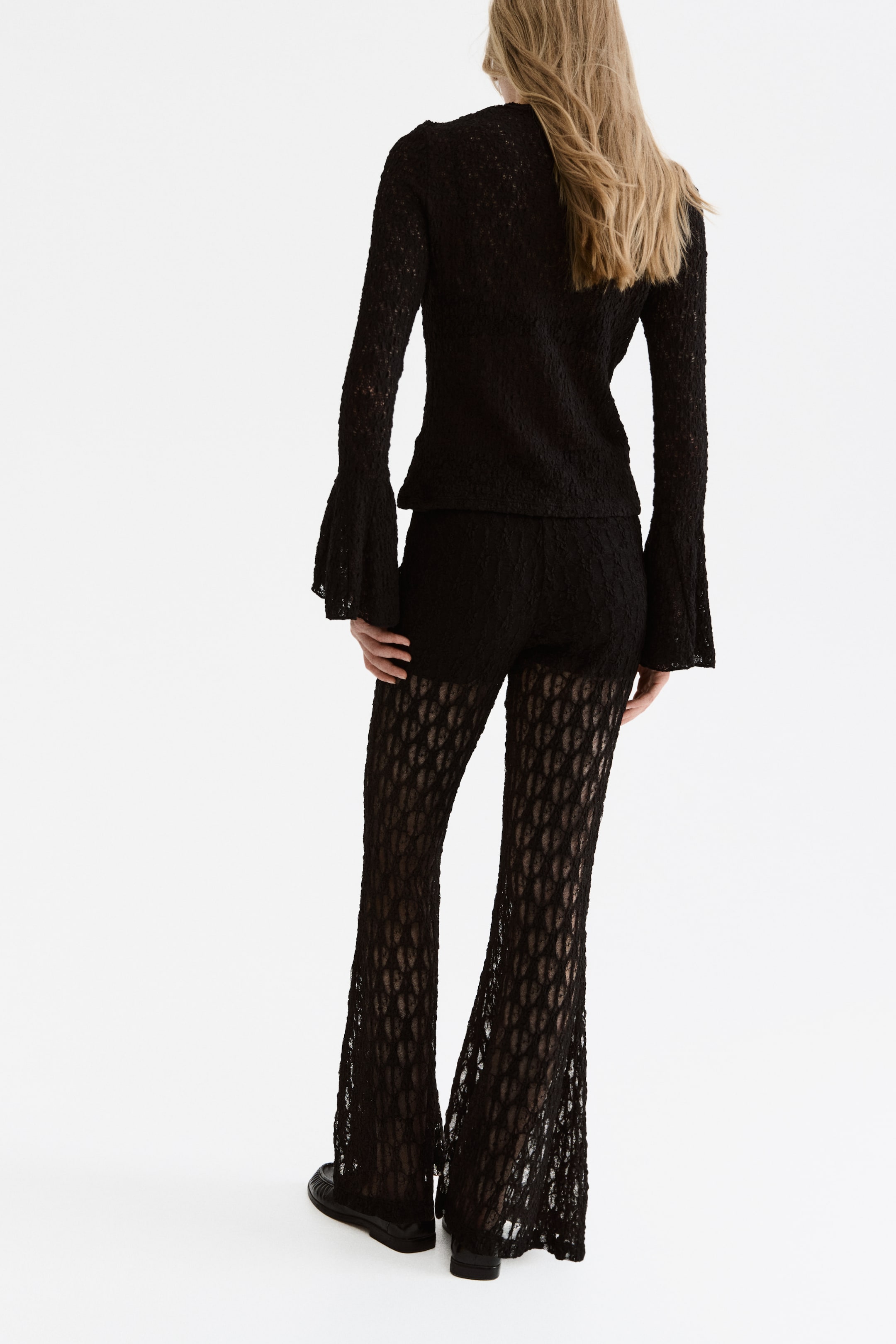 View larger image: Flared Lace-Look Pants - Black - Ladies | H&M CA 4