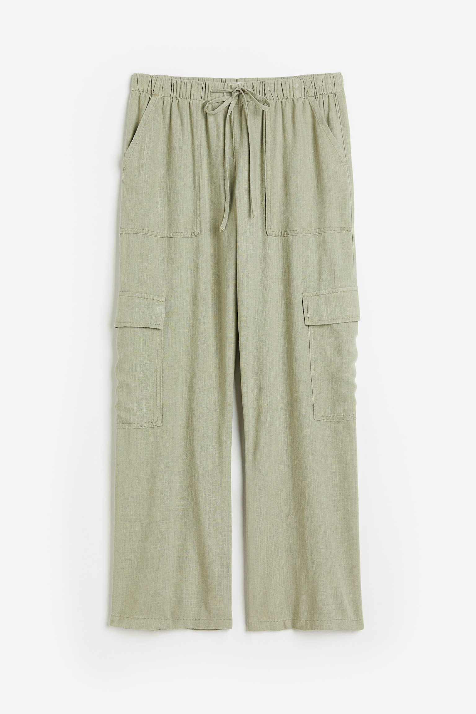Linen-blend Cargo Pants - Light khaki green - 1
