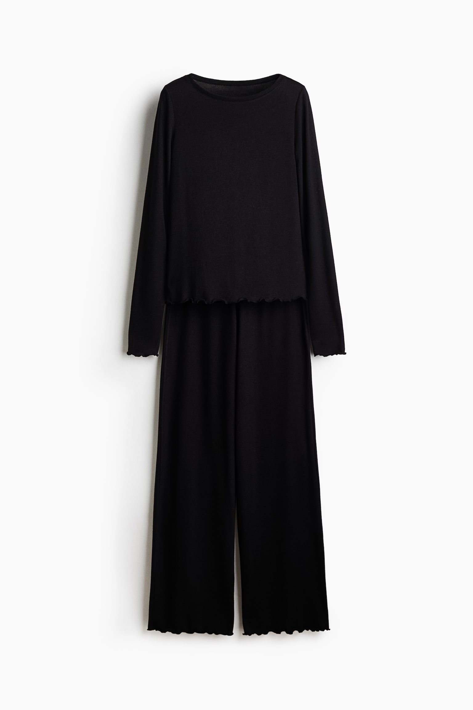 Pijama en punto peinado - Negro/Marfil - 1