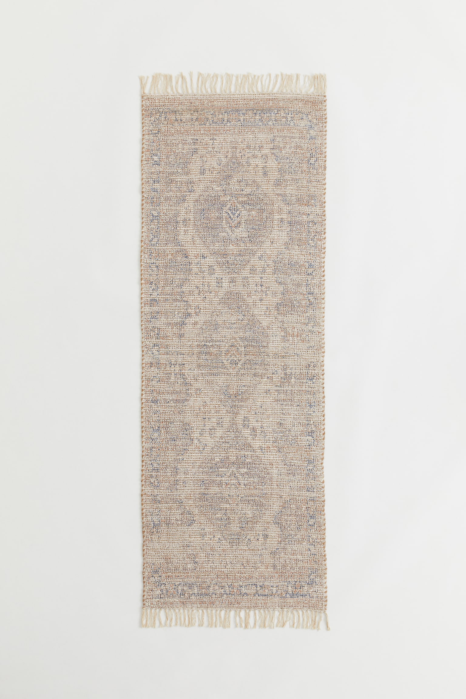 Tapis rectangulaire en fil chenille - Beige/motif - 1