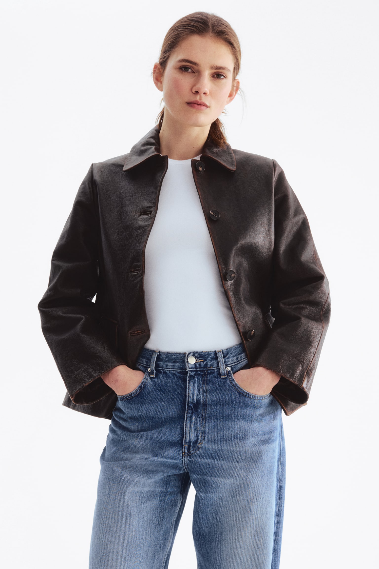 Leather jacket - Dark brown - 3