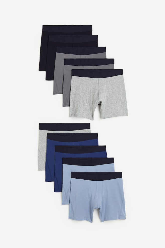 10-pack cotton mid trunks - Blue/Grey/Black/Black/Green/Grey/Black - 1