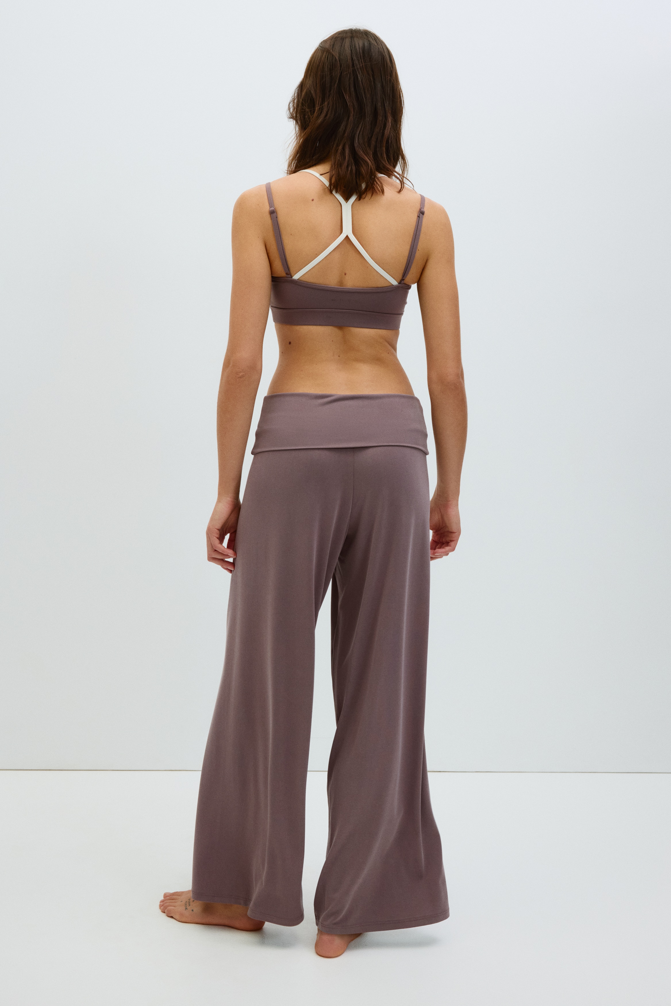 Women's Plum Foldover-Waist Yoga Pants | H&M US