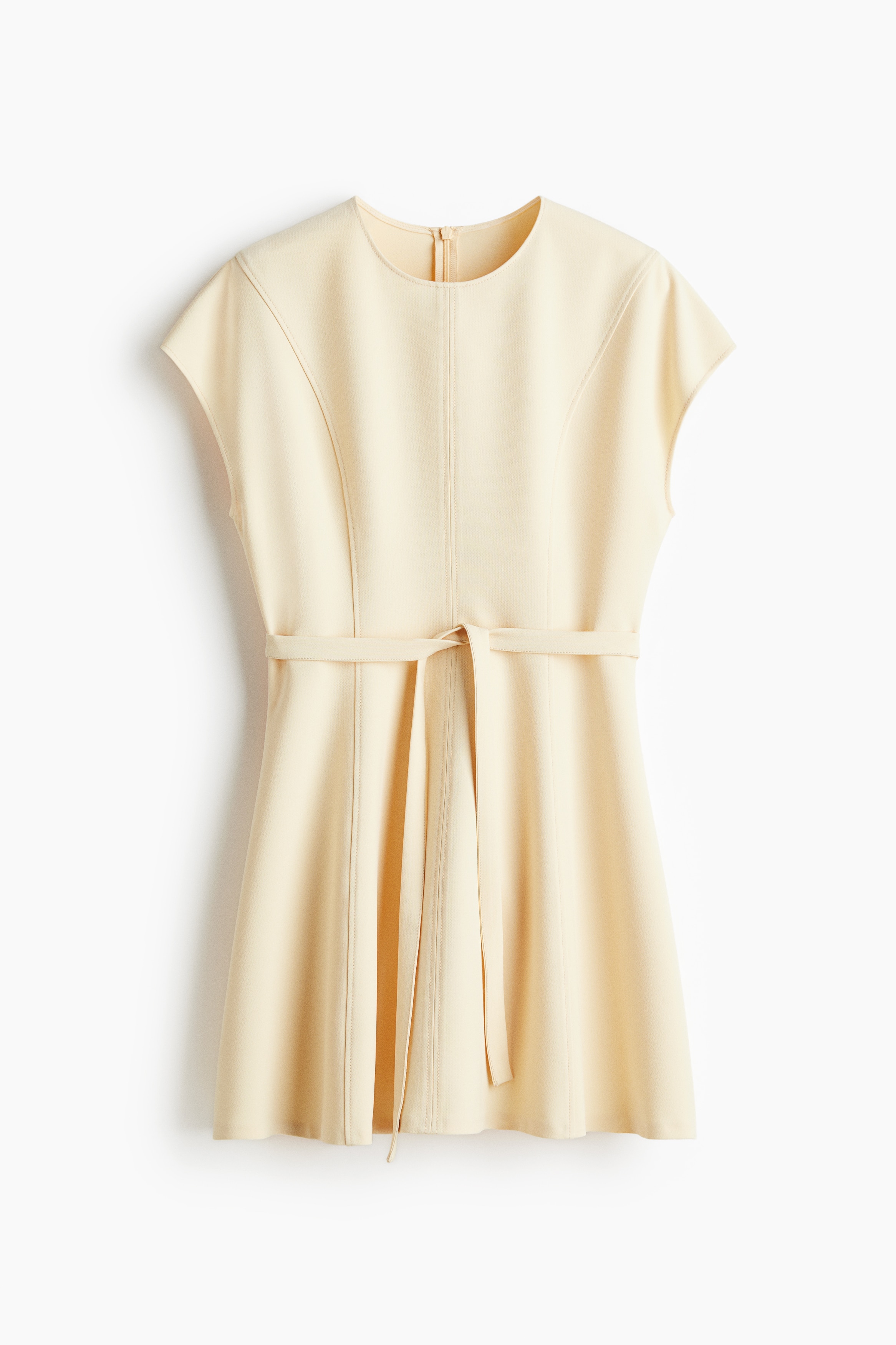 Φόρεμα με δετή ζώνη - Ανοιχτό κίτρινο/Λαδί