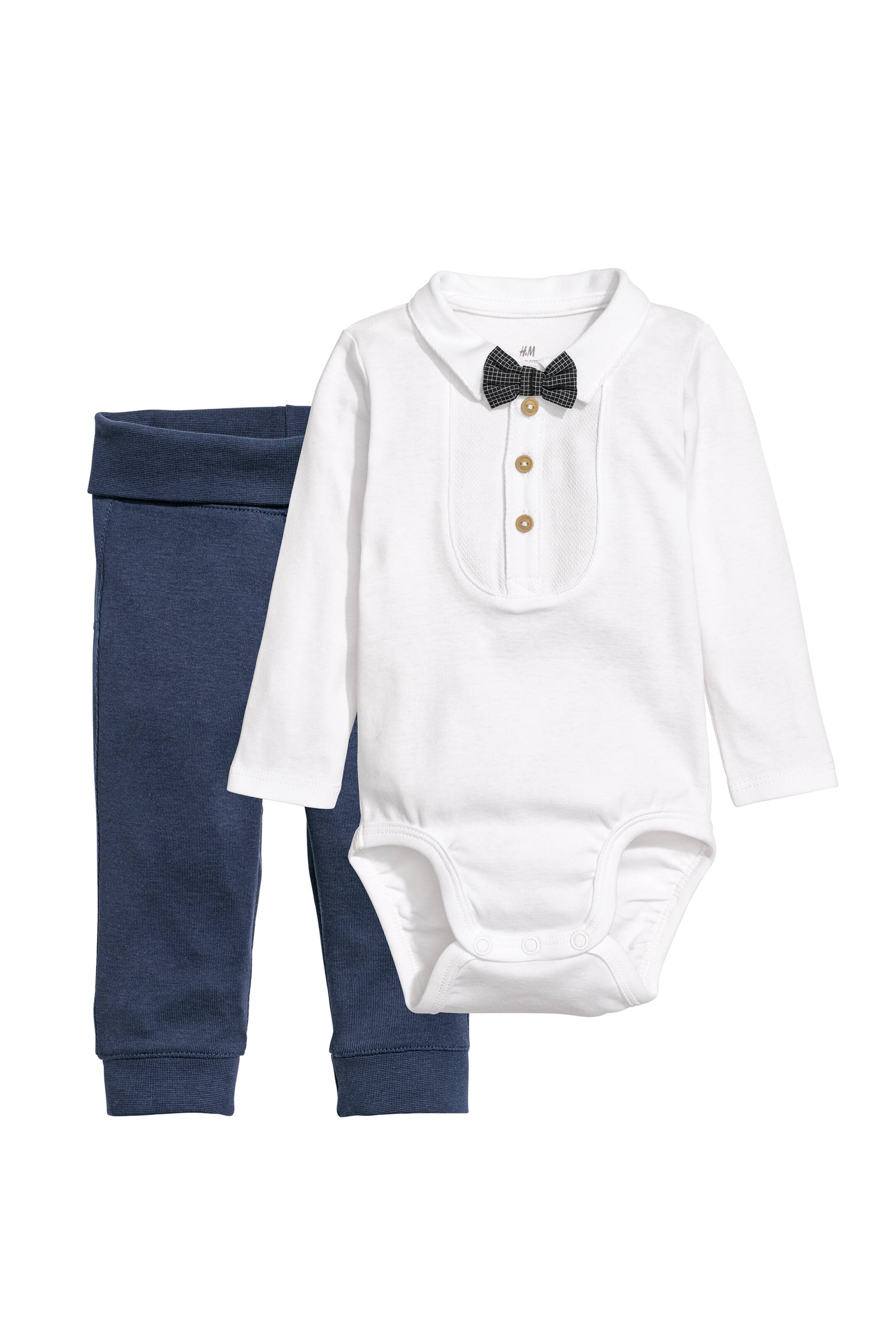Größeres Bild ansehen: Body und Hose aus Baumwolle - Dunkelblau - Kids | H&M DE 1