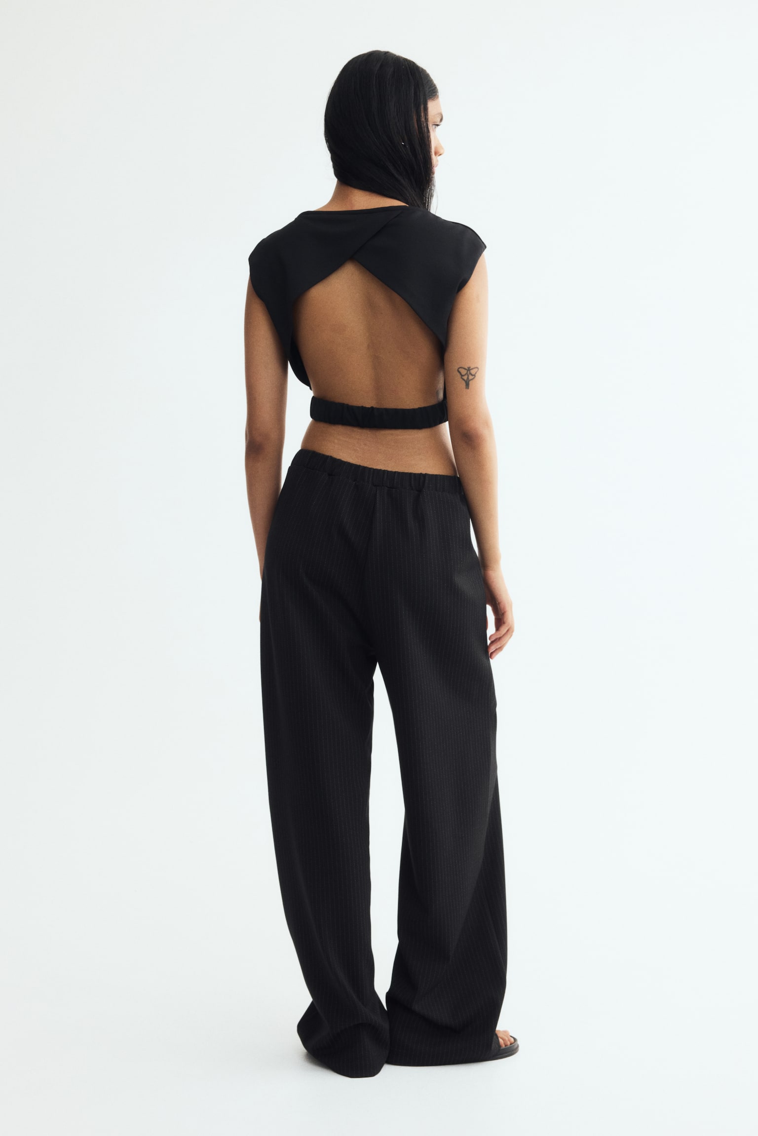 Женские брюки H&M Loose-Fit Wrap-Detail, цвет: Чёрный — фото 4