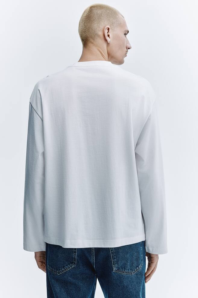 Maglia in jersey a maniche lunghe Oversized Fit - Bianco/Nero/Marrone - 3