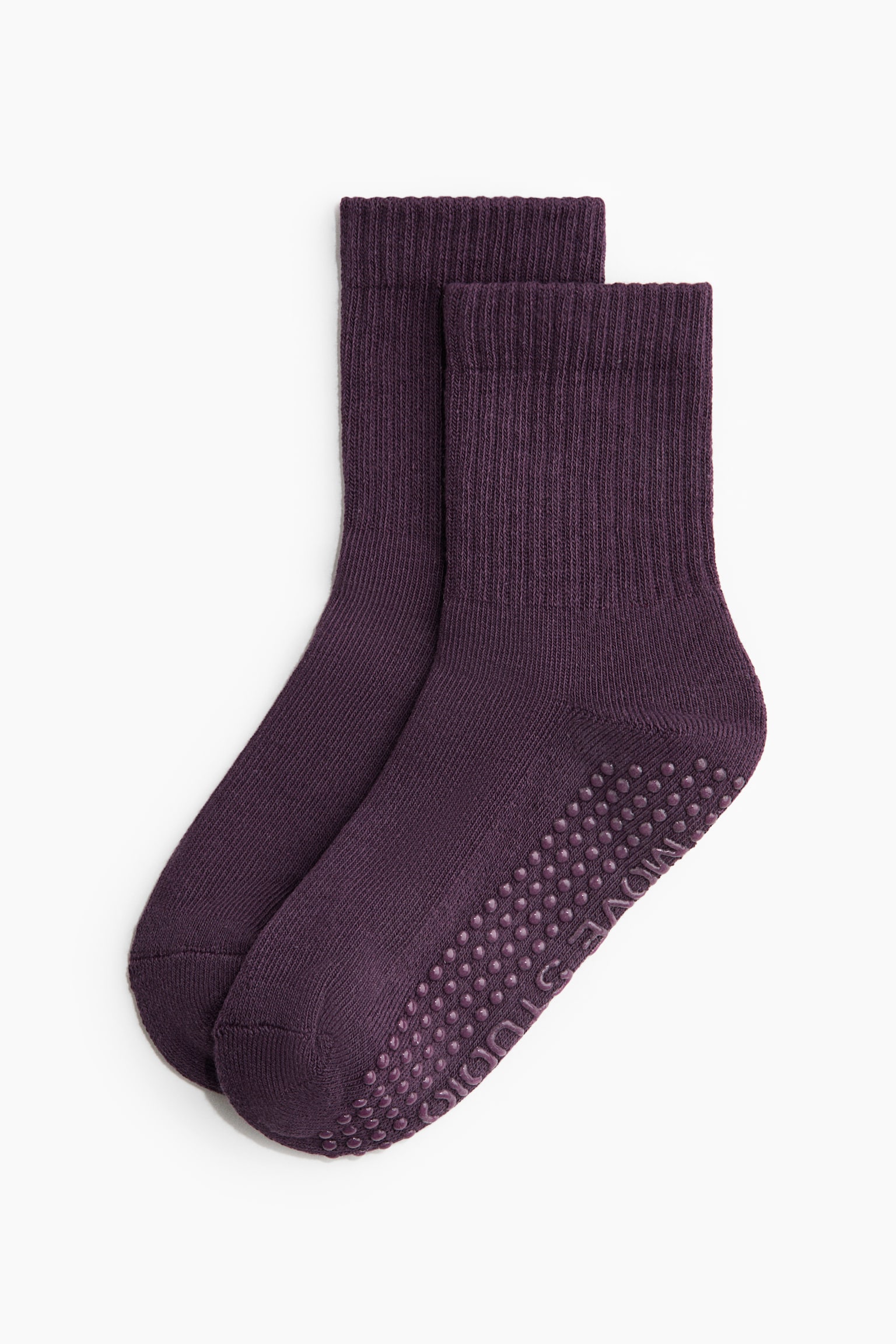 2-pack Calcetines de yoga antideslizantes - Morado oscuro/Beige jaspeado/Blanco/Gris jaspeado claro - 3