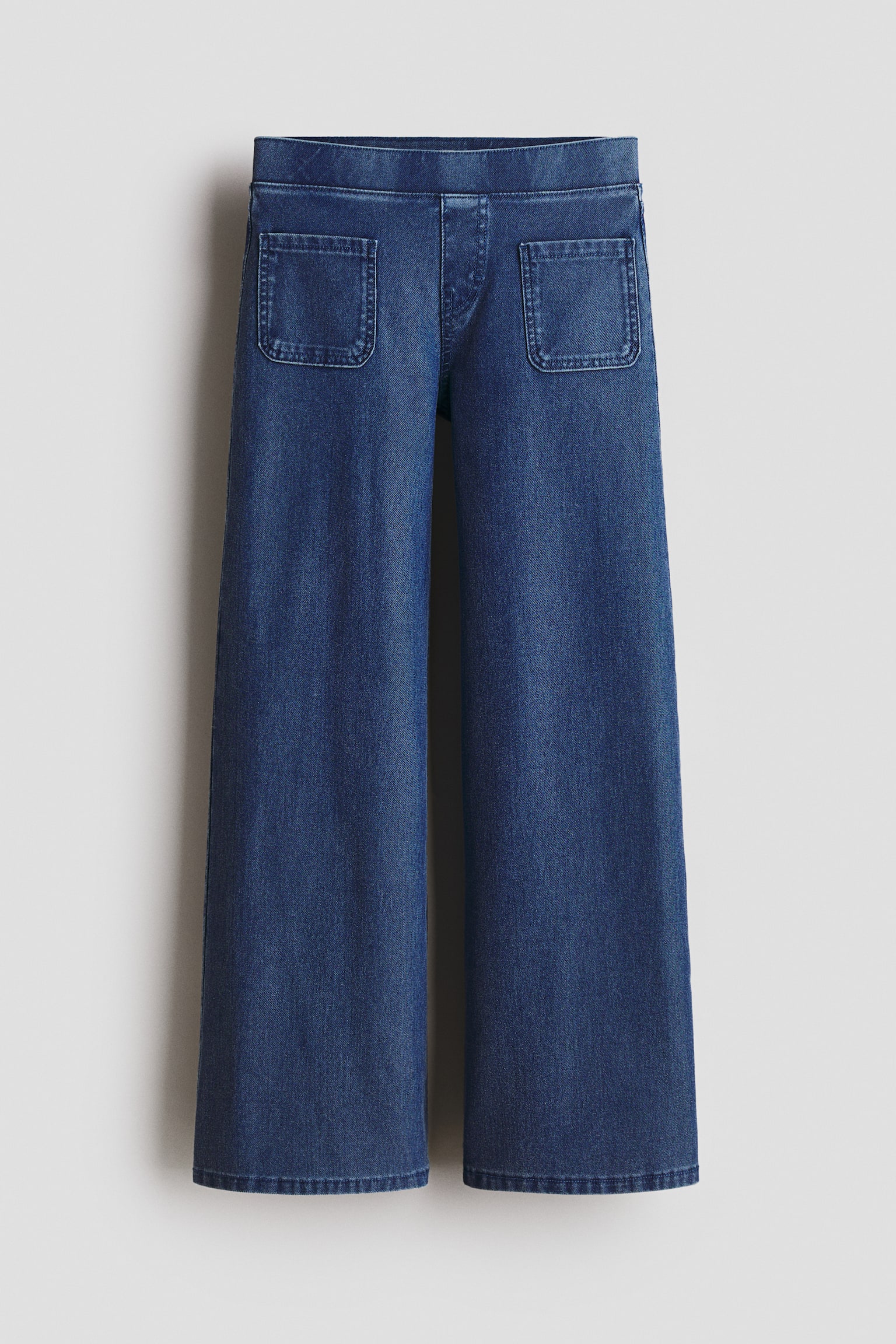 Pantalón ancho con apariencia de denim - Azul denim/Gris denim oscuro - 1