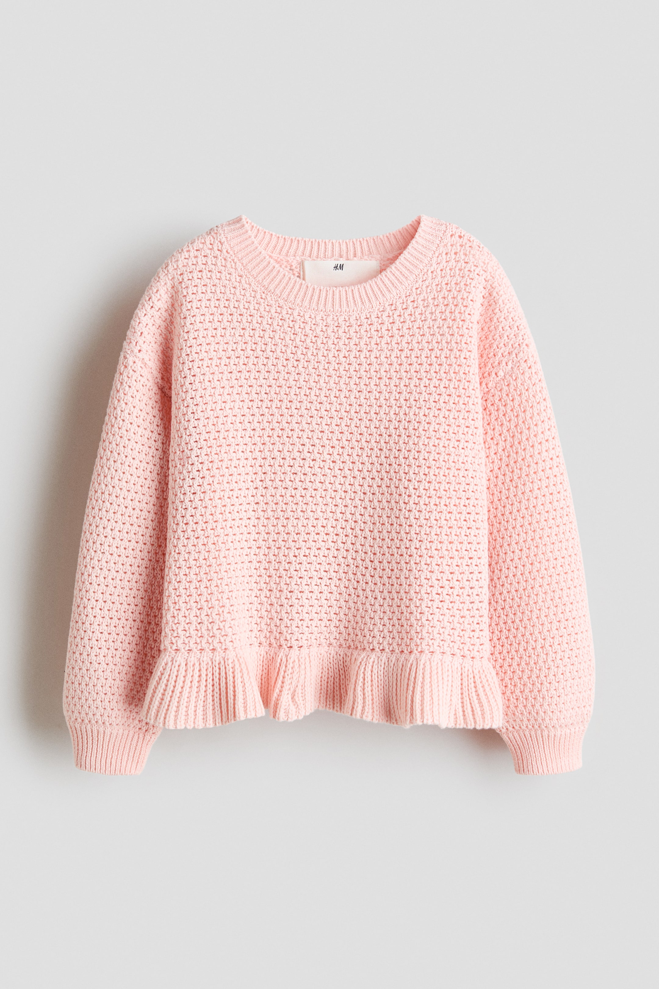 View larger image: Hole-knit cotton jumper - Light pink - Kids | H&M US 1