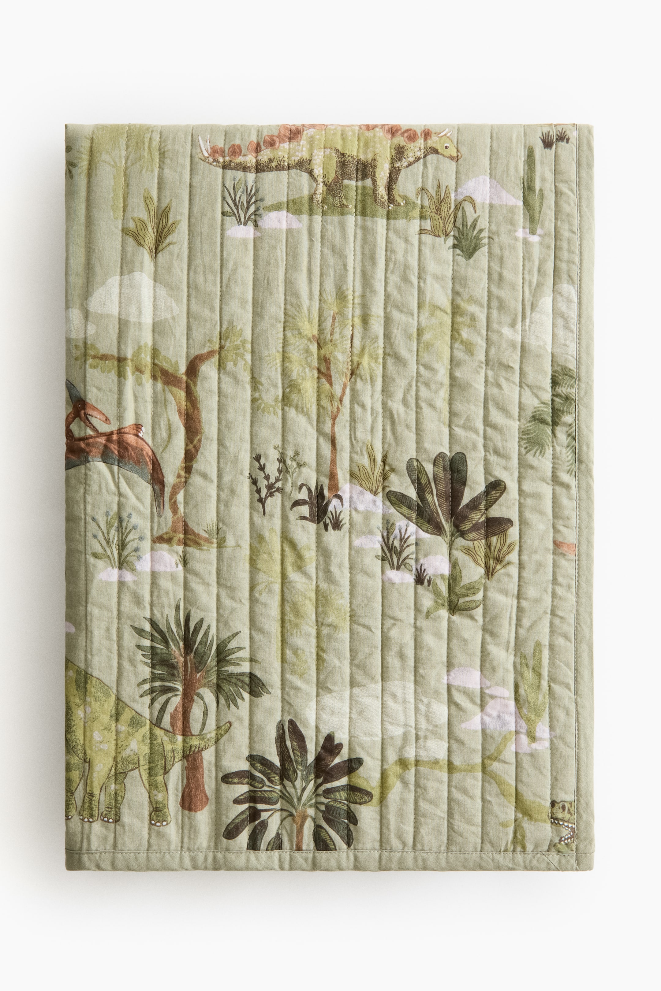 Zobrazit větší obrázek: Prošívaný bavlněný přehoz na postel - Zelená/dinosauři - HOME | H&M CZ 2