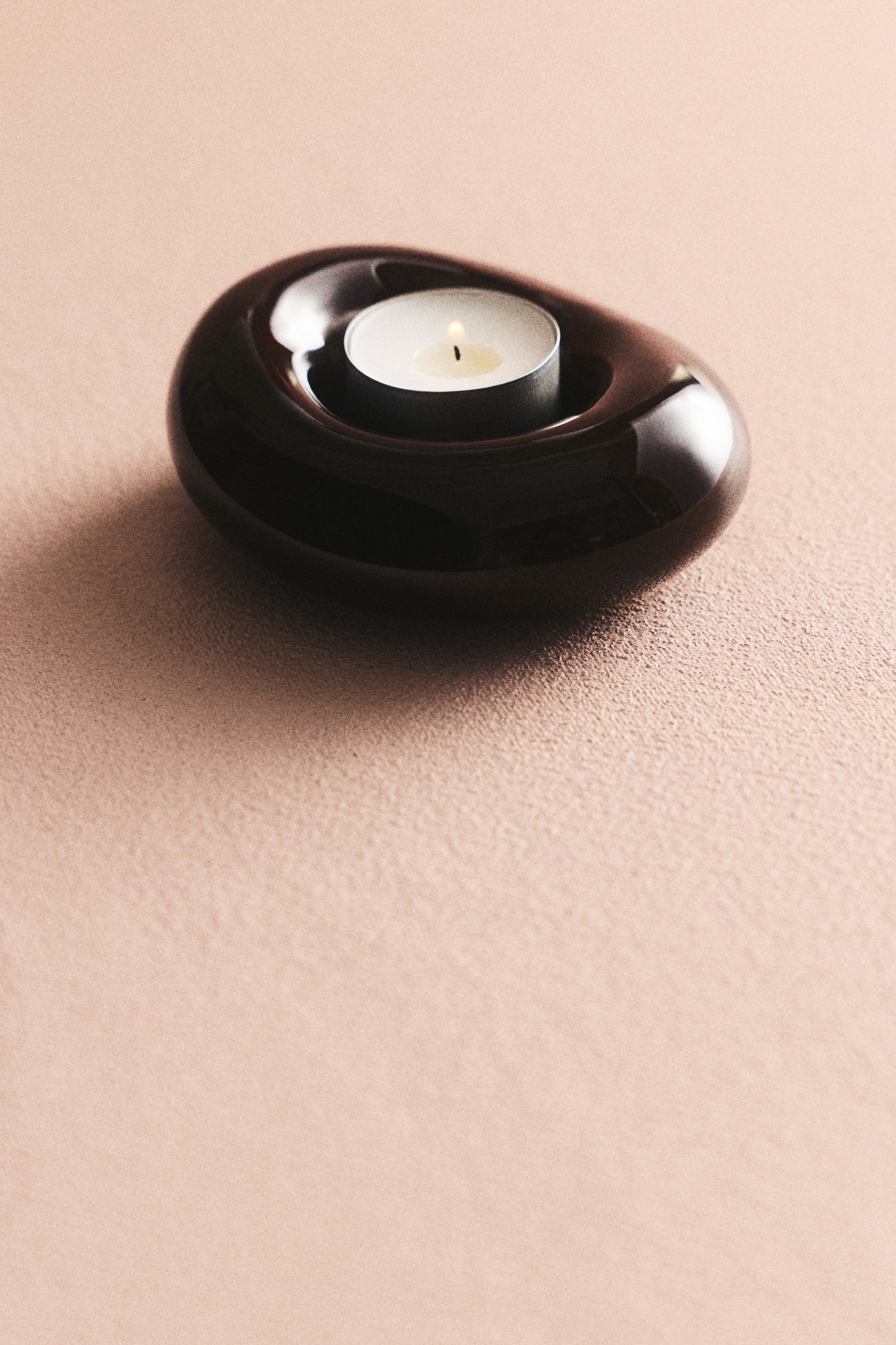 ストーンウェアティーライトホルダー - ダークブラウン