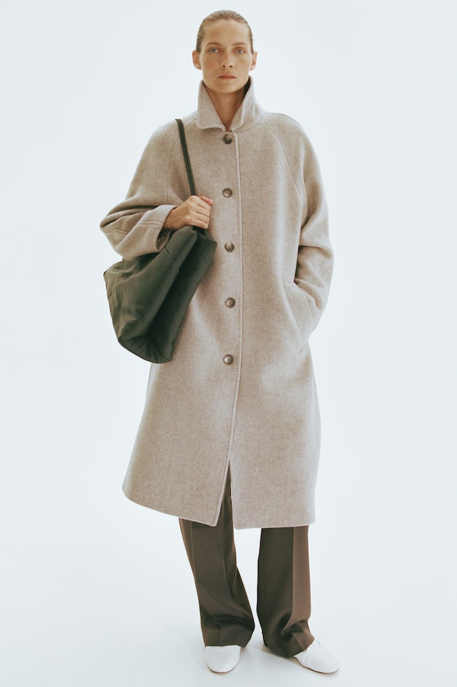 Car Coat aus Wollgemisch - Hellbeige/Dunkelbraun - 1