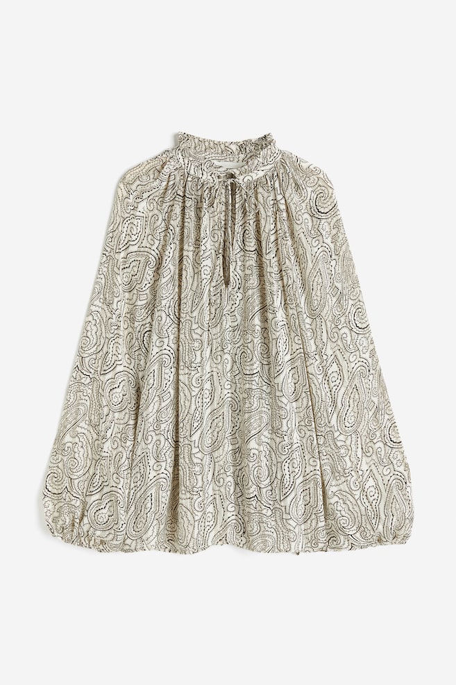 Frill-trimmed crêpe blouse - Cream/Paisley-patterned/Cream/Striped/Light beige/Leopard print/Brown/Patterned - 2