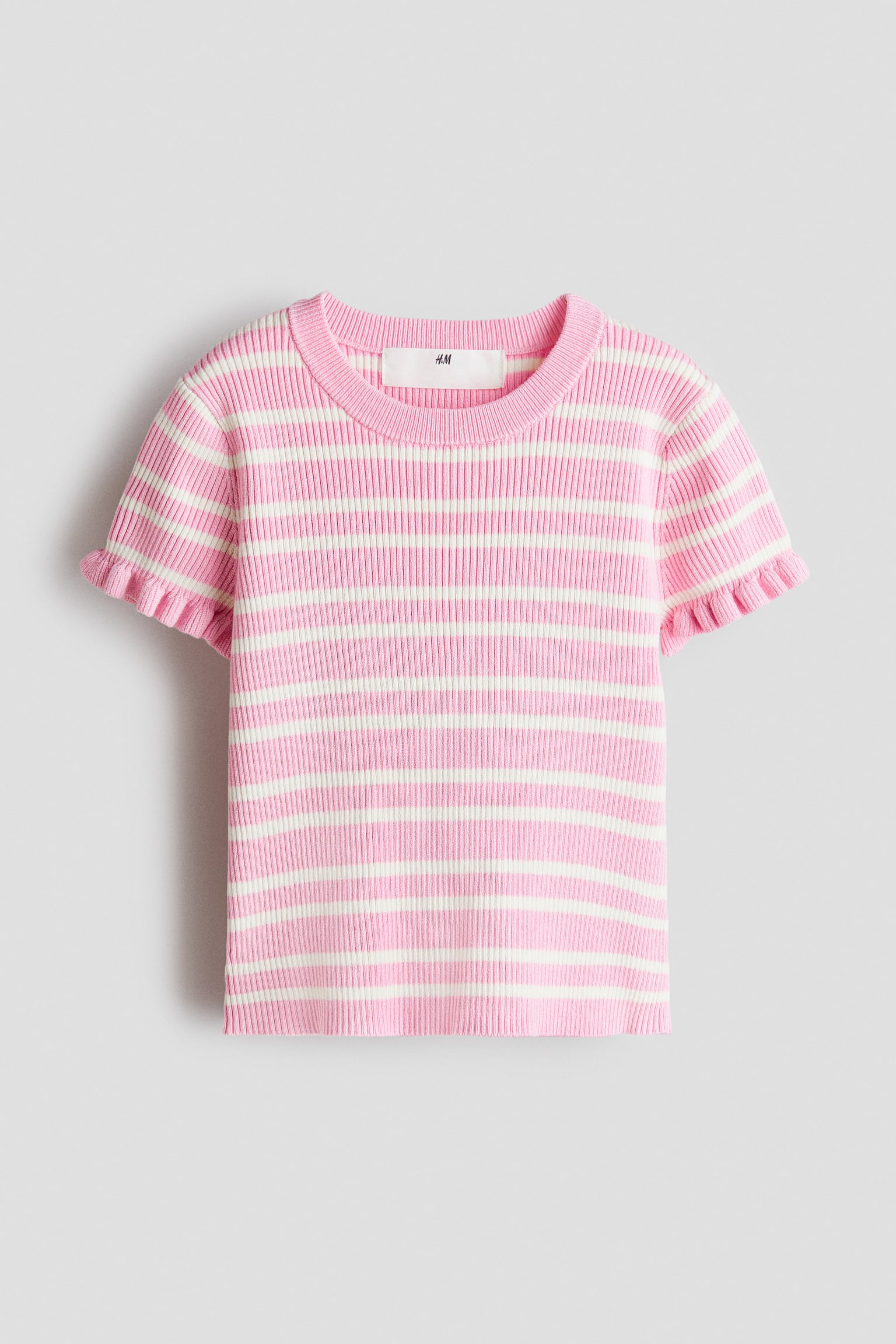 Rib-knit top - Pink/Striped/White/Striped - 1