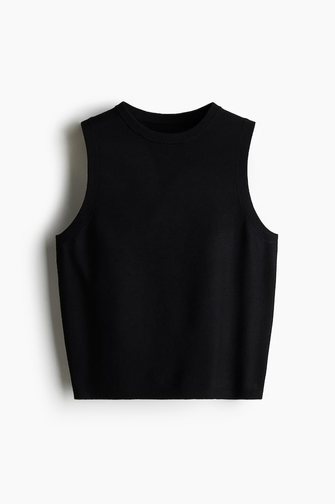 Fine-Knit Sweater Vest - Black/White/navy blue striped - 1