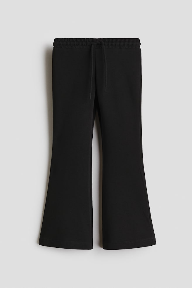 Flared Cotton-Blend Joggers - Black/Powder pink - 1