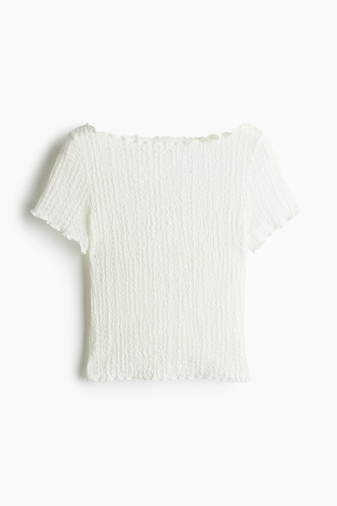 Crinkle-Bluse mit Overlock-Details - Cremefarben/Dunkelbraun/Gemustert/Mattrosa - 1