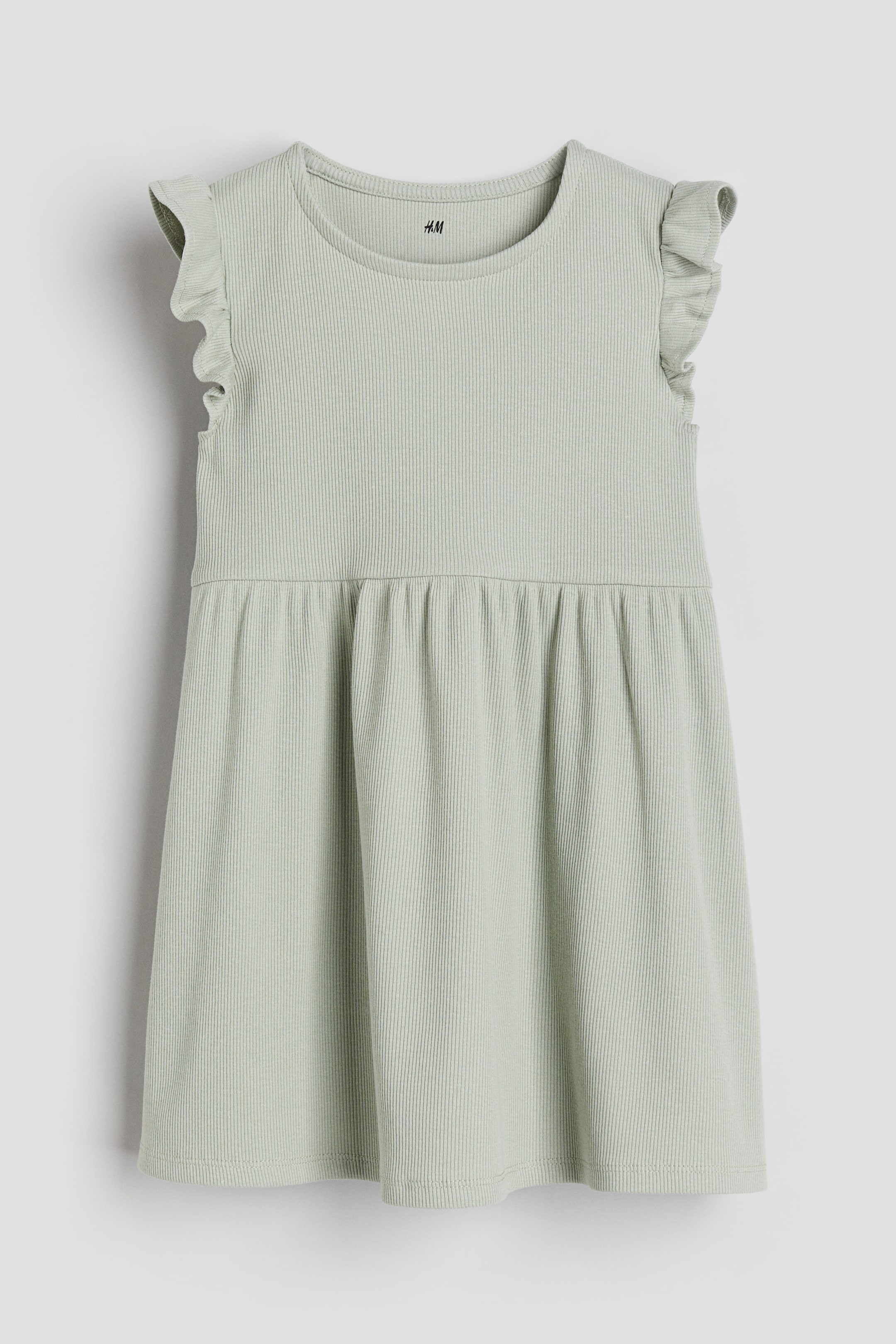 Ribbed jersey dress - Round neck - Sleeveless - Light green - Kids | H&M GB