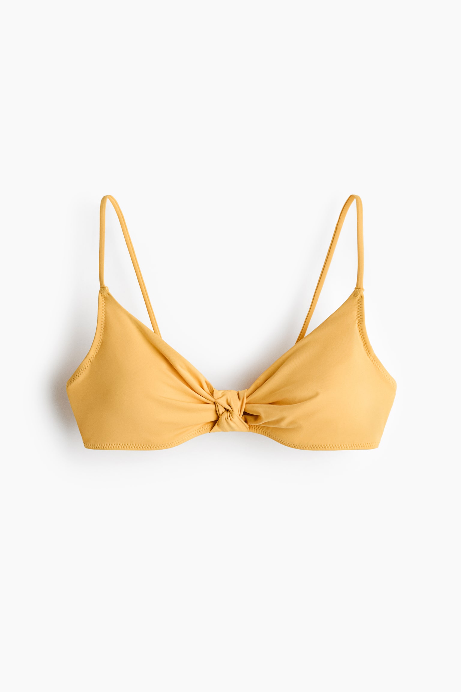 Knot-detail padded bikini top - Yellow