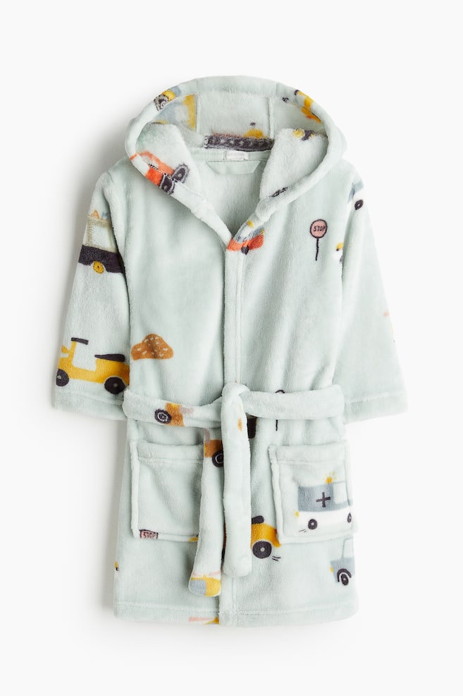 Fleece dressing gown - Light green/Vehicles/Light beige/Unicorns - 1